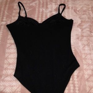 Blacked ribbed body suit